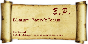 Blayer Patrícius névjegykártya